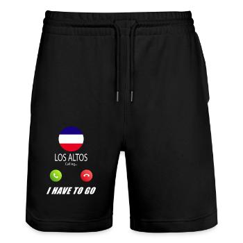 Los Altos calls lusiger flags saying - Stanley/Stella Trainer Unisex Organic Jogging Shorts - black - Front - Nik (191cm) & Marisol (170cm)