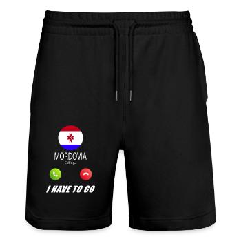 Mordwinien ruft an Lusiger Flaggen Spruch - Stanley/Stella Unisex Bio Joggingshorts Trainer  - Schwarz - Vorne - Nik (191cm) & Marisol (170cm)
