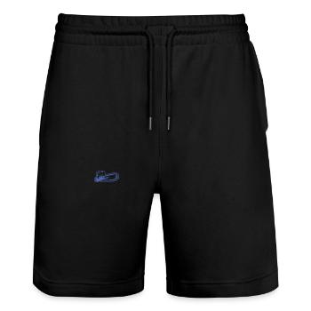 Kettensäge Motorsäge Pocket Design - Stanley/Stella Unisex Bio Joggingshorts Trainer  - Schwarz - Vorne - Nik (191cm) & Marisol (170cm)