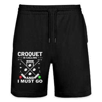 Croquet is calling and I must go - Stanley/Stella Trainer Unisex Organic Jogging Shorts - black - Front - Nik (191cm) & Marisol (170cm)