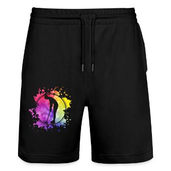 Croquet Retro - Stanley/Stella Trainer Unisex Organic Jogging Shorts - black - Front - Nik (191cm) & Marisol (170cm)