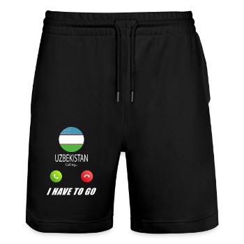 L’Ouzbékistan appelle les drapeaux lusiger - Short de jogging bio TRAINER Stanley/Stella unisexe - noir - Devant - Nik (191cm) & Marisol (170cm)