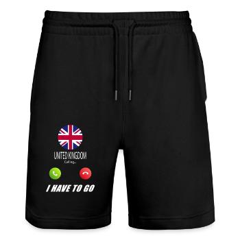UK ruft an Lusiger Flaggen Spruch - Stanley/Stella Unisex Bio Joggingshorts Trainer  - Schwarz - Vorne - Nik (191cm) & Marisol (170cm)