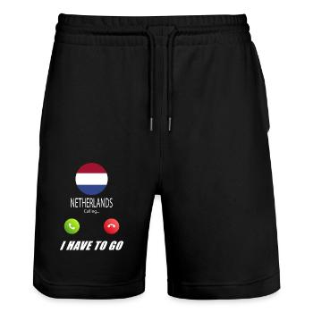 Les Pays-Bas appellent aux drapeaux Lusiger en disant - Short de jogging bio TRAINER Stanley/Stella unisexe - noir - Devant - Nik (191cm) & Marisol (170cm)