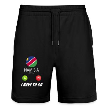 Namibia ruft an Lusiger Flaggen Spruch - Stanley/Stella Unisex Bio Joggingshorts Trainer  - Schwarz - Vorne - Nik (191cm) & Marisol (170cm)