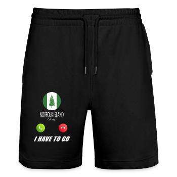 Norfolk Island calls lusiger flags saying - Stanley/Stella Trainer Unisex Organic Jogging Shorts - black - Front - Nik (191cm) & Marisol (170cm)