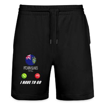 Pitcairninseln ruft an Lusiger Flaggen Spruch - Stanley/Stella Unisex Bio Joggingshorts Trainer  - Schwarz - Vorne - Nik (191cm) & Marisol (170cm)