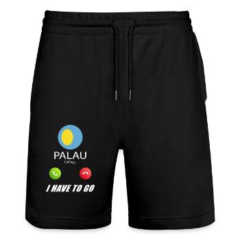 Palau ruft an Lusiger Flaggen Spruch - Stanley/Stella Unisex Bio Joggingshorts Trainer  - Schwarz - Vorne - Nik (191cm) & Marisol (170cm)