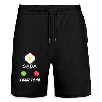 Saba ruft an Lusiger Flaggen Spruch - Stanley/Stella Unisex Bio Joggingshorts Trainer  - Schwarz - Vorne - Nik (191cm) & Marisol (170cm)
