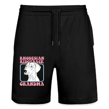 Rhodesian Ridgeback Grand-mère Propriétaire de chien Cadeau - Short de jogging bio TRAINER Stanley/Stella unisexe - noir - Devant - Nik (191cm) & Marisol (170cm)
