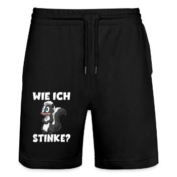 Stinktier Lustige Stinktiere Zootier Geschenk für - Stanley/Stella Unisex Bio Joggingshorts Trainer  - Schwarz - Vorne - Nik (191cm) & Marisol (170cm)