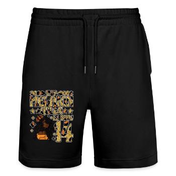Diese Melaninkönigin Ist Jetzt 14 Schwarzer - Stanley/Stella Unisex Bio Joggingshorts Trainer  - Schwarz - Vorne - Nik (191cm) & Marisol (170cm)
