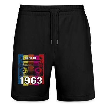 Meilleur de 1963 Stéréo Radio Cassette Player - Short de jogging bio TRAINER Stanley/Stella unisexe - noir - Devant - Nik (191cm) & Marisol (170cm)