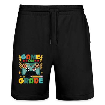Jeu Sur Le 2ème Grade - Short de jogging bio TRAINER Stanley/Stella unisexe - noir - Devant - Nik (191cm) & Marisol (170cm)