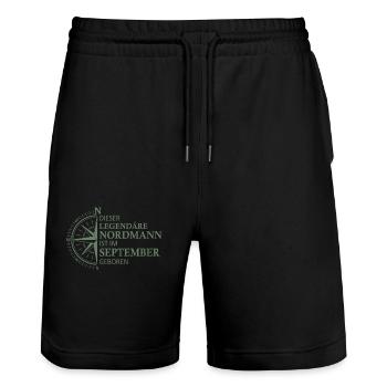 Norden Norddeutsch September Geburtstag Sprüche - Stanley/Stella Unisex Bio Joggingshorts Trainer  - Schwarz - Vorne - Nik (191cm) & Marisol (170cm)