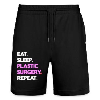 eat sleep plastic surgery repeat - Stanley/Stella Unisex Bio Joggingshorts Trainer  - Schwarz - Vorne - Nik (191cm) & Marisol (170cm)