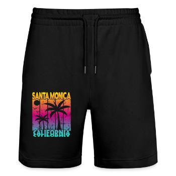 Santa Monica California Sonnenuntergang - Stanley/Stella Unisex Bio Joggingshorts Trainer  - Schwarz - Vorne - Nik (191cm) & Marisol (170cm)