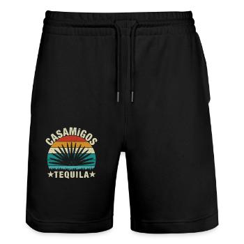 Tequila Casamigos - Stanley/Stella Unisex Bio Joggingshorts Trainer  - Schwarz - Vorne - Nik (191cm) & Marisol (170cm)