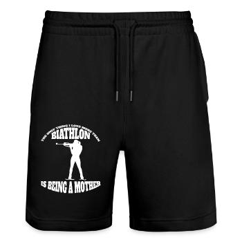 Biathlon Mom Skier Mother Biathlete Winter Sports - Stanley/Stella Trainer Unisex Organic Jogging Shorts - black - Front - Nik (191cm) & Marisol (170cm)