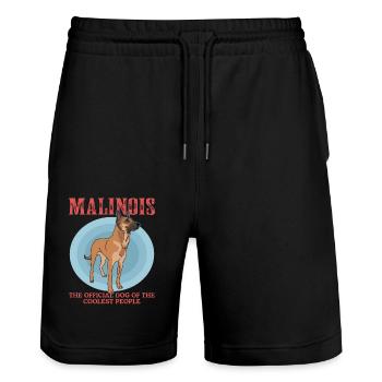 Malinois Belgian Shepherd Dog Gift - Stanley/Stella Trainer Unisex Organic Jogging Shorts - black - Front - Nik (191cm) & Marisol (170cm)