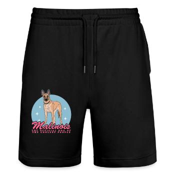 Belgian Shepherd Malinois Dog Gift - Stanley/Stella Trainer Unisex Organic Jogging Shorts - black - Front - Nik (191cm) & Marisol (170cm)