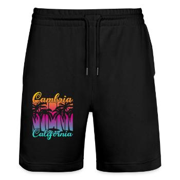 Cambria California Coucher de soleil - Short de jogging bio TRAINER Stanley/Stella unisexe - noir - Devant - Nik (191cm) & Marisol (170cm)