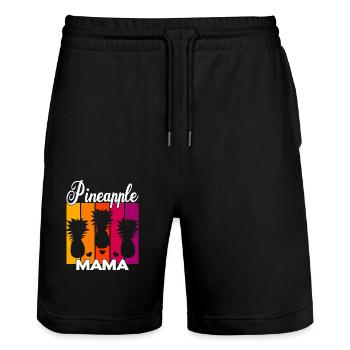 Vintage Pineapple Mama Sunset - Stanley/Stella Trainer Unisex Organic Jogging Shorts - black - Front - Nik (191cm) & Marisol (170cm)