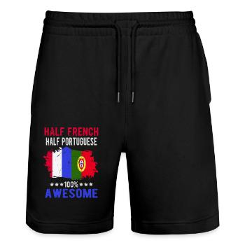 Moitié Français moitié portugais - Short de jogging bio TRAINER Stanley/Stella unisexe - noir - Devant - Nik (191cm) & Marisol (170cm)