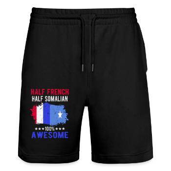 Moitié Français moitié somalien - Short de jogging bio TRAINER Stanley/Stella unisexe - noir - Devant - Nik (191cm) & Marisol (170cm)