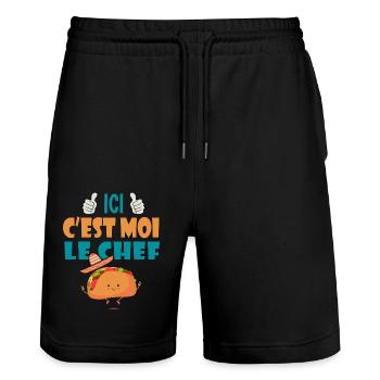 ici c est moi le chef cadeau tacos taco mexique - Short de jogging bio TRAINER Stanley/Stella unisexe - noir - Devant - Nik (191cm) & Marisol (170cm)