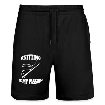 Knitting Seamstress Sewing Gift Crochet - Stanley/Stella Trainer Unisex Organic Jogging Shorts - black - Front - Nik (191cm) & Marisol (170cm)