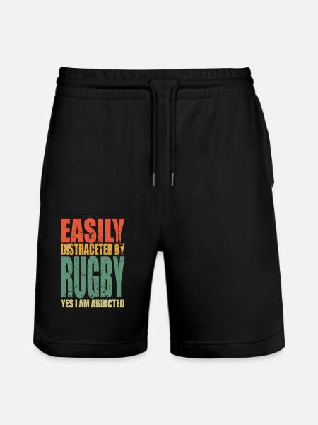 Rugby saying funny - Stanley/Stella Trainer Unisex Organic Jogging Shorts - black