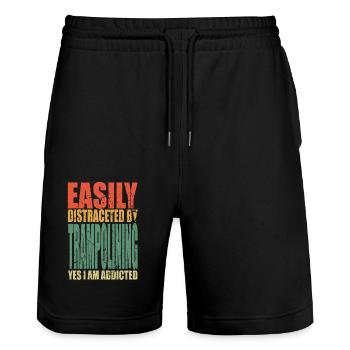 Trampolining Spruch lustig - Stanley/Stella Unisex Bio Joggingshorts Trainer  - Schwarz - Vorne - Nik (191cm) & Marisol (170cm)