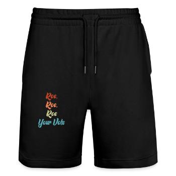 Roe Your Vote - Stanley/Stella Trainer Unisex Organic Jogging Shorts - black - Front - Nik (191cm) & Marisol (170cm)