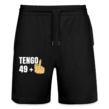 Ich bin 50 Jahre alt - Stanley/Stella Unisex Bio Joggingshorts Trainer  - Schwarz - Vorne - Nik (191cm) & Marisol (170cm)