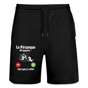 La pétanque M'appelle - Short de jogging bio TRAINER Stanley/Stella unisexe - noir - Devant - Nik (191cm) & Marisol (170cm)