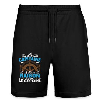 Le Capitaine A Toujours Raison C'est Moi Capitaine - Short de jogging bio TRAINER Stanley/Stella unisexe - noir - Devant - Nik (191cm) & Marisol (170cm)