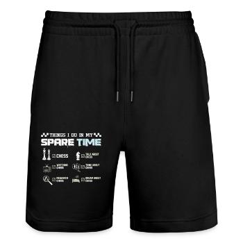 Thinags I do in my spare tieme play chess - Stanley/Stella Trainer Unisex Organic Jogging Shorts - black - Front - Nik (191cm) & Marisol (170cm)