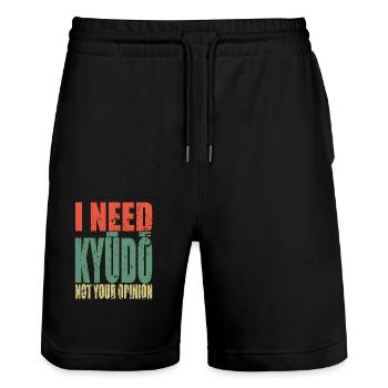 Kyūdō Spruch lustig - Stanley/Stella Unisex Bio Joggingshorts Trainer  - Schwarz - Vorne - Nik (191cm) & Marisol (170cm)