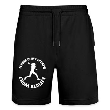 Tennis Tennis Club Raquettes de tennis Joueurs de tennis - Short de jogging bio TRAINER Stanley/Stella unisexe - noir - Devant - Nik (191cm) & Marisol (170cm)