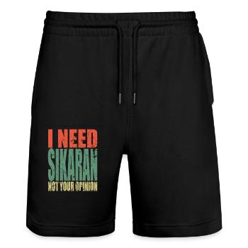 Sikaran saying funny - Stanley/Stella Trainer Unisex Organic Jogging Shorts - black - Front - Nik (191cm) & Marisol (170cm)