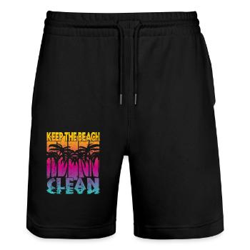 Keep the Beach clean - Stanley/Stella Unisex Bio Joggingshorts Trainer  - Schwarz - Vorne - Nik (191cm) & Marisol (170cm)