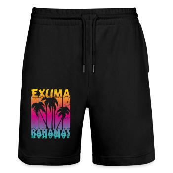 Vintage Exuma Bahamas Sonnenuntergang - Stanley/Stella Unisex Bio Joggingshorts Trainer  - Schwarz - Vorne - Nik (191cm) & Marisol (170cm)