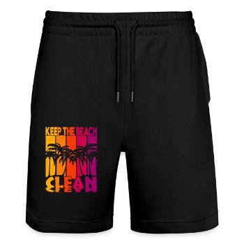Keep the Beach clean - Stanley/Stella Unisex Bio Joggingshorts Trainer  - Schwarz - Vorne - Nik (191cm) & Marisol (170cm)