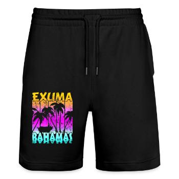 Vintage Exuma Bahamas Schwein - Stanley/Stella Unisex Bio Joggingshorts Trainer  - Schwarz - Vorne - Nik (191cm) & Marisol (170cm)