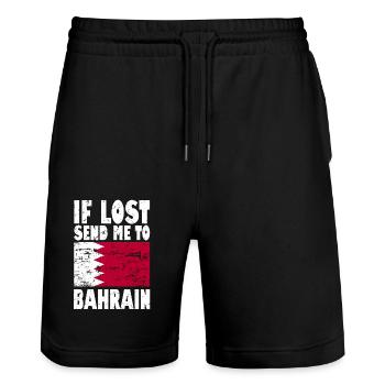 Bahrain Flagge Spruch - Stanley/Stella Unisex Bio Joggingshorts Trainer  - Schwarz - Vorne - Nik (191cm) & Marisol (170cm)