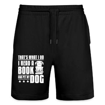 Read a book and pet a dog - Stanley/Stella Unisex Bio Joggingshorts Trainer  - Schwarz - Vorne - Nik (191cm) & Marisol (170cm)