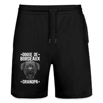 Bordeaux Dogge Grandpa Bordeauxdogge Geschenk - Stanley/Stella Unisex Bio Joggingshorts Trainer  - Schwarz - Vorne - Nik (191cm) & Marisol (170cm)