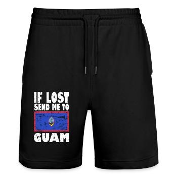Guam Flagge Spruch - Stanley/Stella Unisex Bio Joggingshorts Trainer  - Schwarz - Vorne - Nik (191cm) & Marisol (170cm)