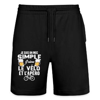 Je Suis Un Mec Simple J'aime Le Vélo Et L'apéro - Short de jogging bio TRAINER Stanley/Stella unisexe - noir - Devant - Nik (191cm) & Marisol (170cm)